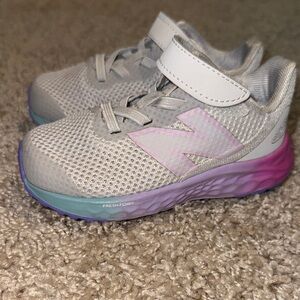 New Balance Kids Gray and Purple Shoes